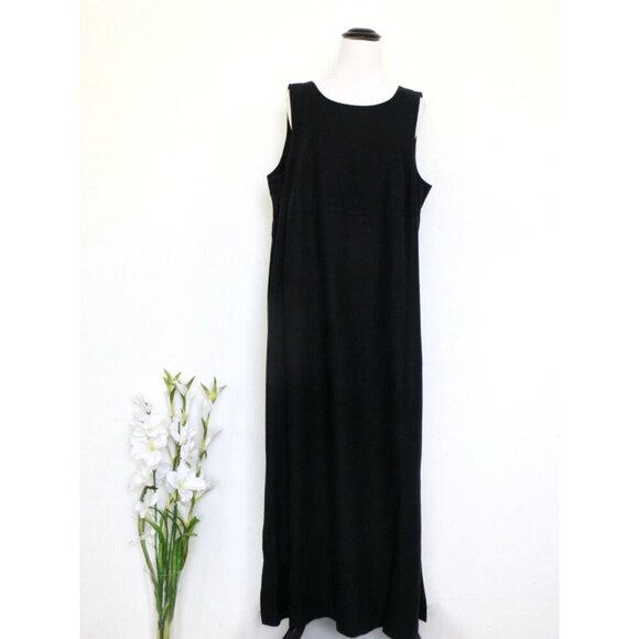 NEW! Amanda Smith II Linen Blend Maxi Dress Black SZ 16W - Picture 1 of 5